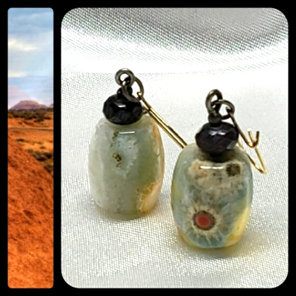 Ocean Jasper Sunflower Earrings